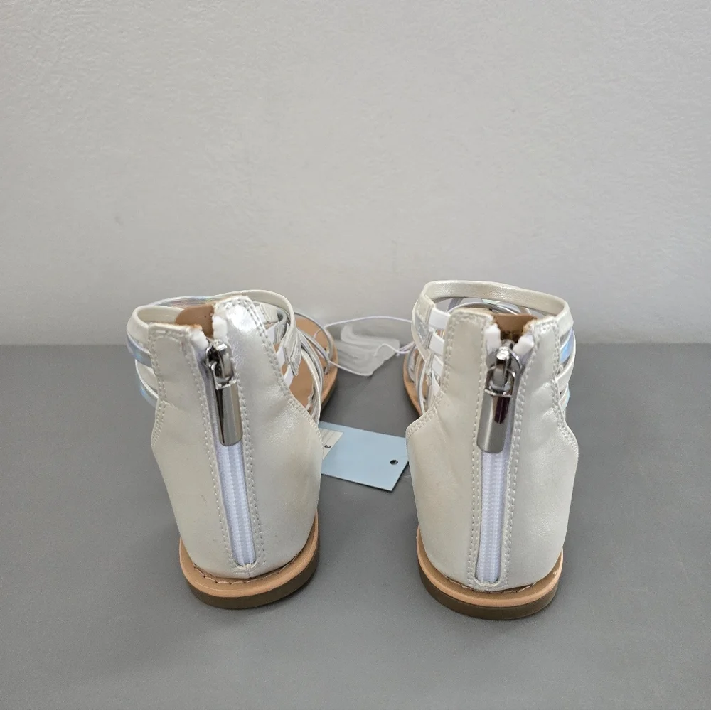 Cat & Jack Dion Zipper White and Metallic Ankle Sandal Size 3